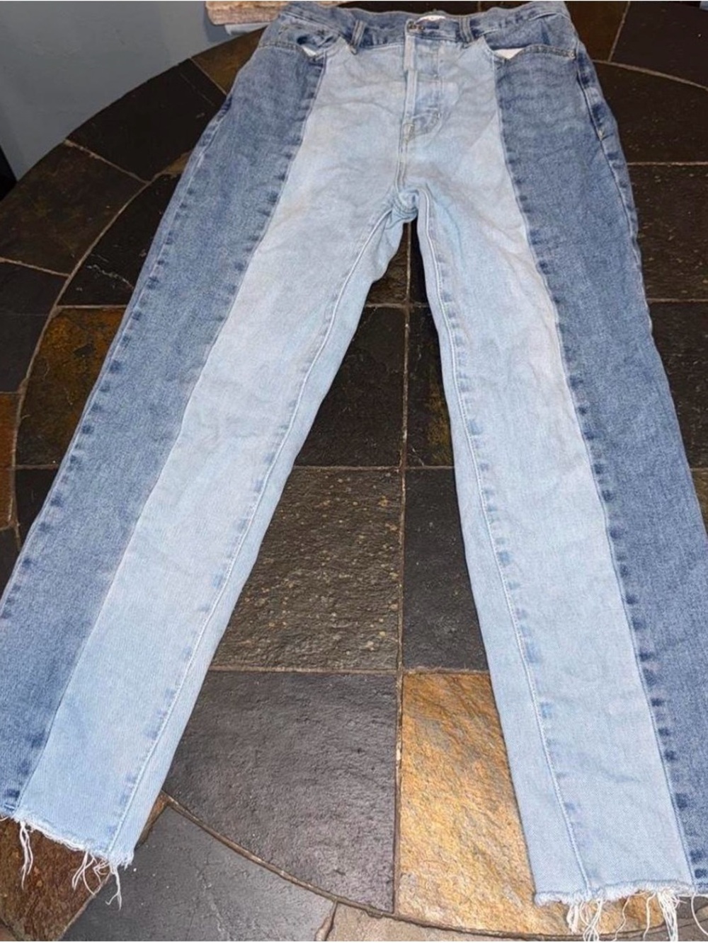 PacSun Two-Tone Light and Medium Blue Straight Leg Jeans